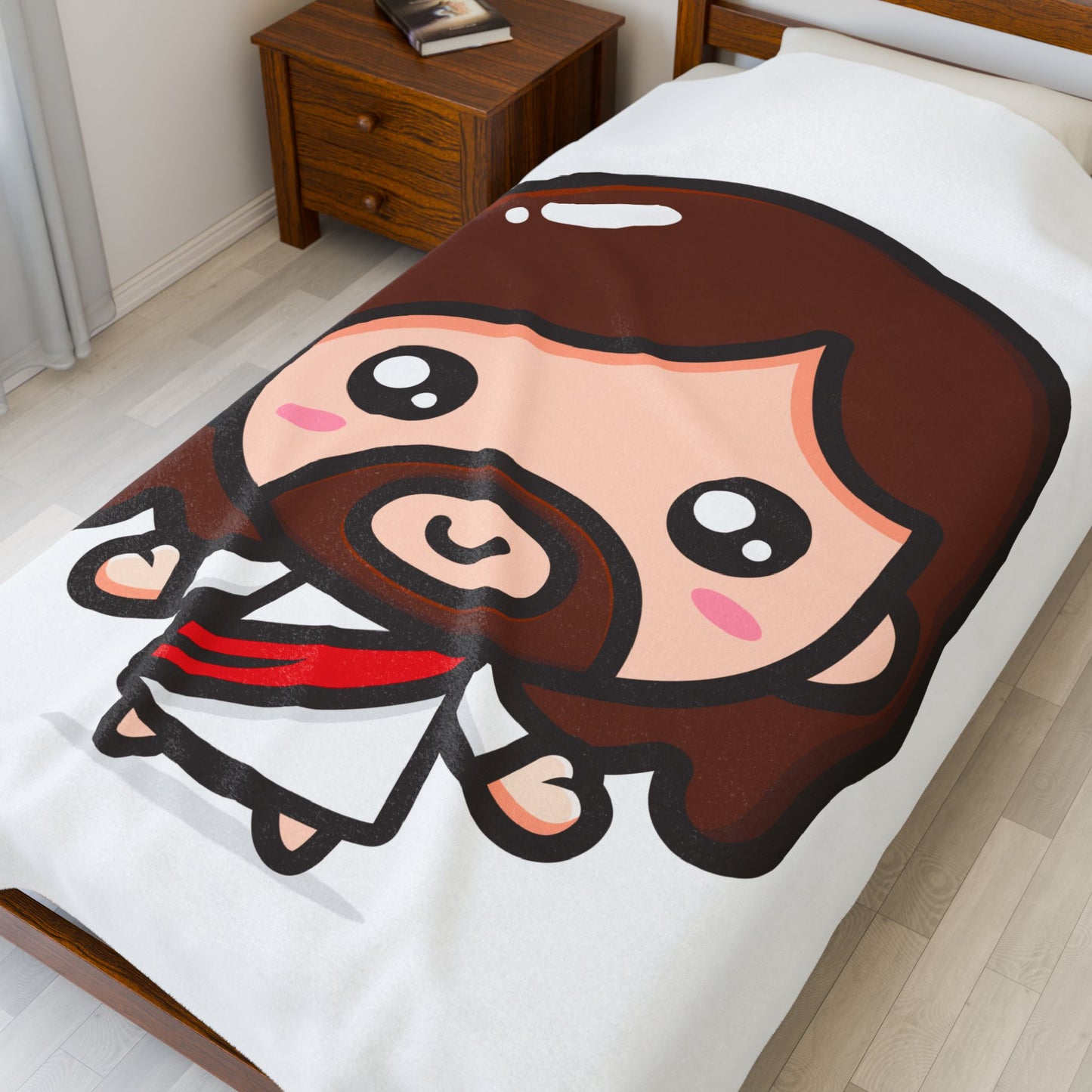 Charming Jesus Velveteen Plush Blanket, Cozy Gift for Kids, Christian Decor, Soft Throw for Holidays, Cute Plush Blanket