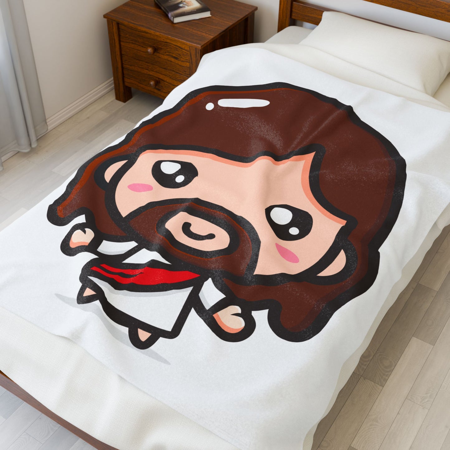 Charming Jesus Velveteen Plush Blanket, Cozy Gift for Kids, Christian Decor, Soft Throw for Holidays, Cute Plush Blanket