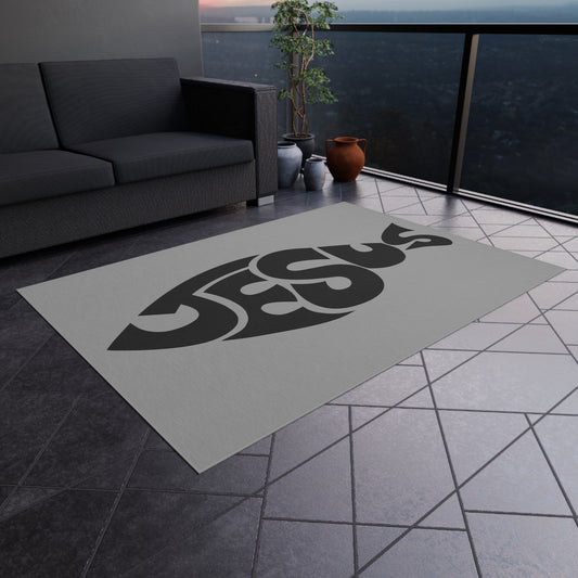 Christian Fish Design Outdoor Rug, Personalized Patio Mat, Jesus Outdoor Decor, Summer BBQ Essentials, Faith-Based Home Decor