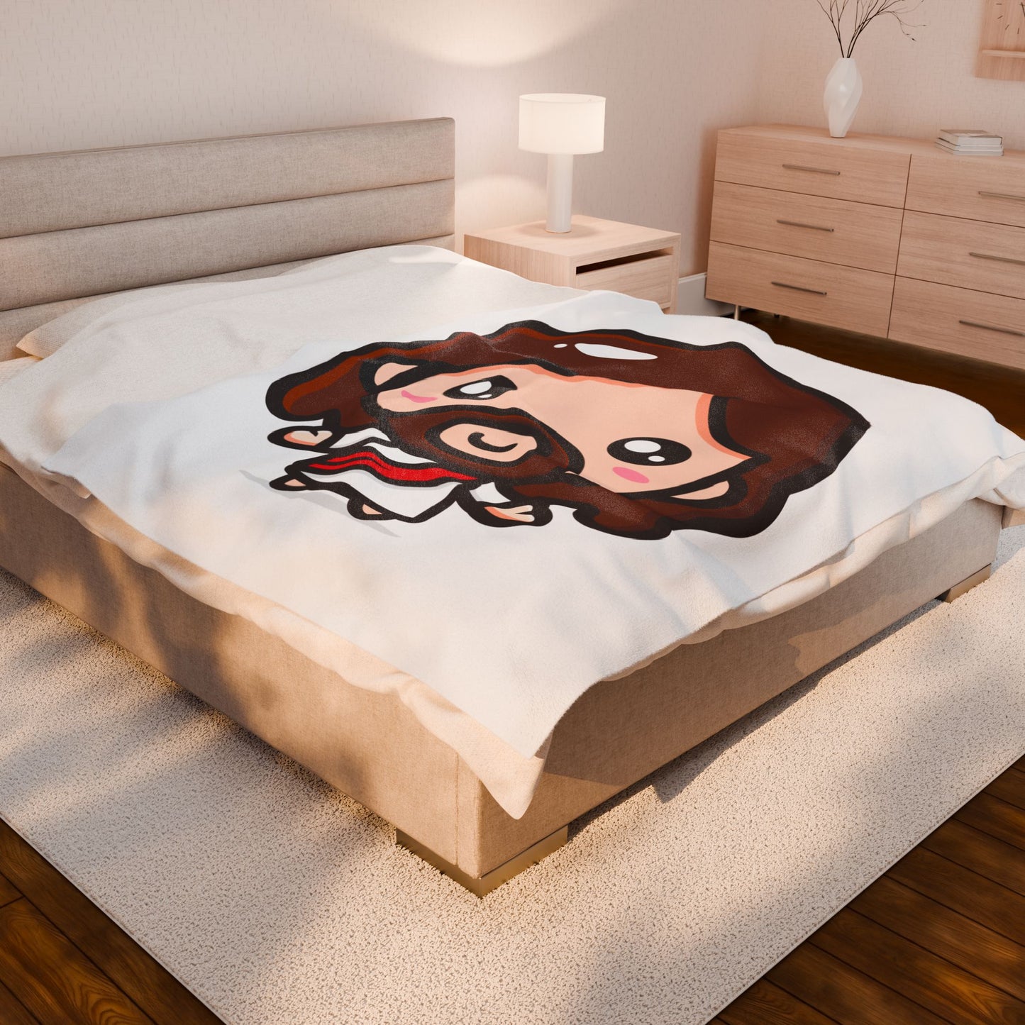 Charming Jesus Velveteen Plush Blanket, Cozy Gift for Kids, Christian Decor, Soft Throw for Holidays, Cute Plush Blanket