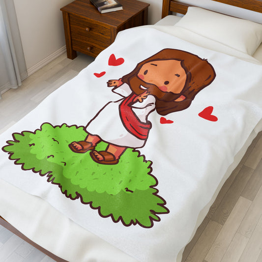 Cute Jesus Plush Blanket, Inspirational Home Decor, Perfect for Gifts, Cozy Throw for Kids, Religious Celebration Blanket