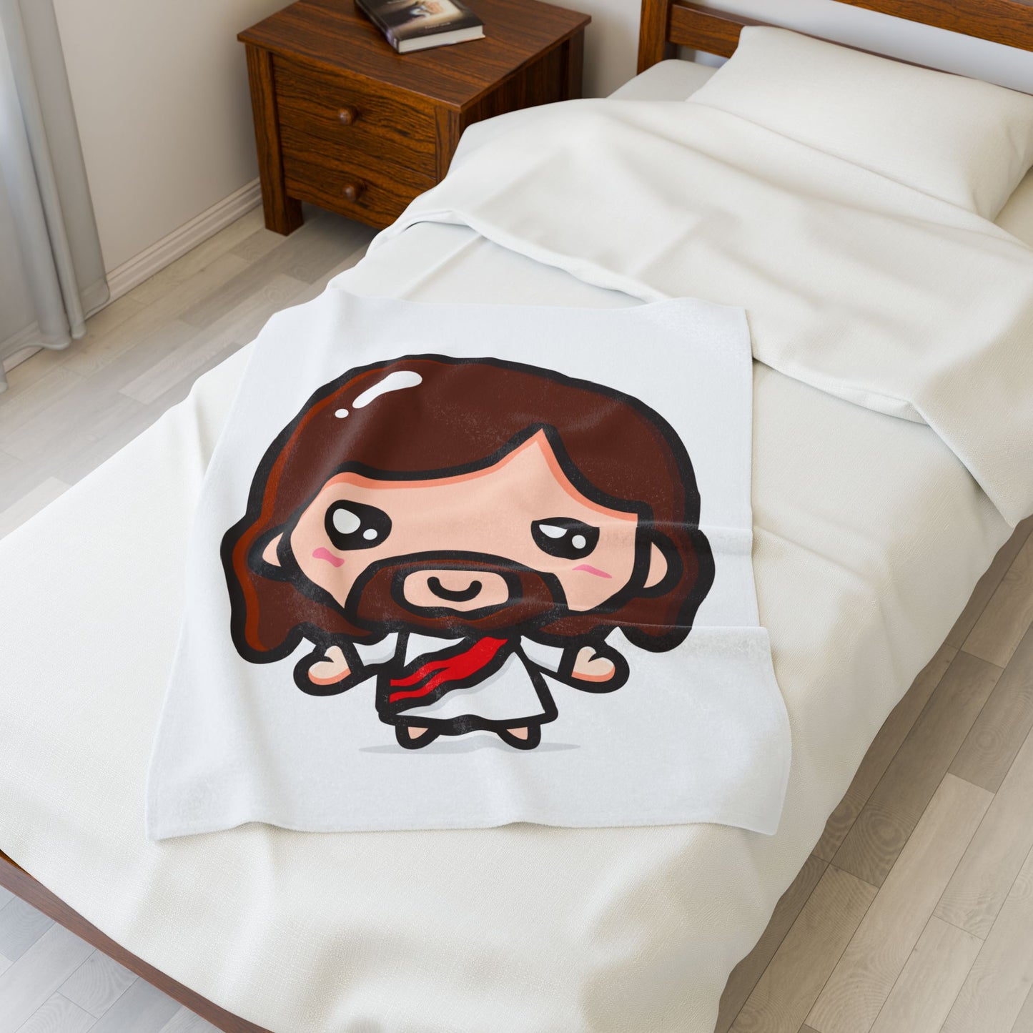 Charming Jesus Velveteen Plush Blanket, Cozy Gift for Kids, Christian Decor, Soft Throw for Holidays, Cute Plush Blanket