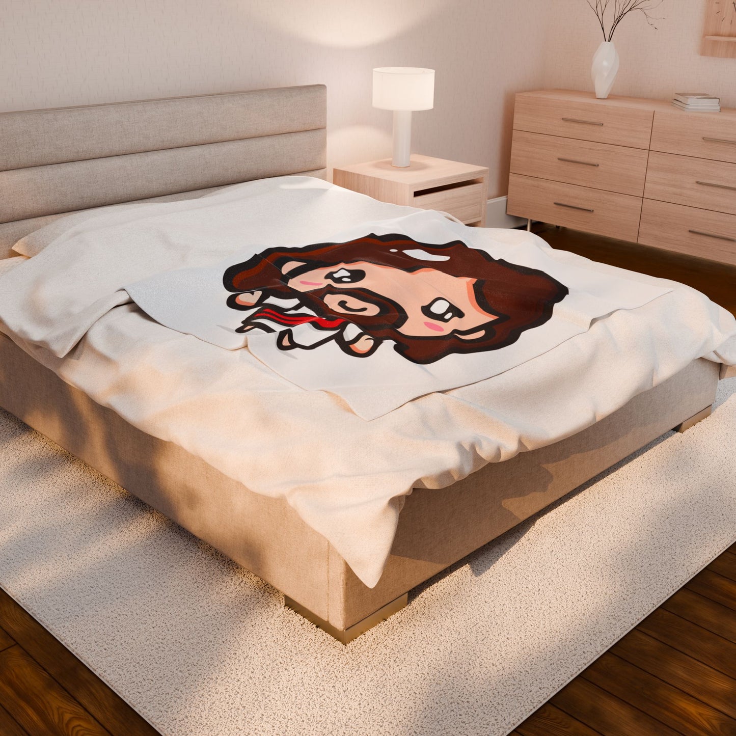 Charming Jesus Velveteen Plush Blanket, Cozy Gift for Kids, Christian Decor, Soft Throw for Holidays, Cute Plush Blanket